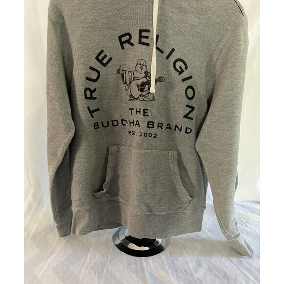 True Religion The Buddha Brand Gray Hoodie Sweatshirt Men’s Size S - Picture 4 of 7